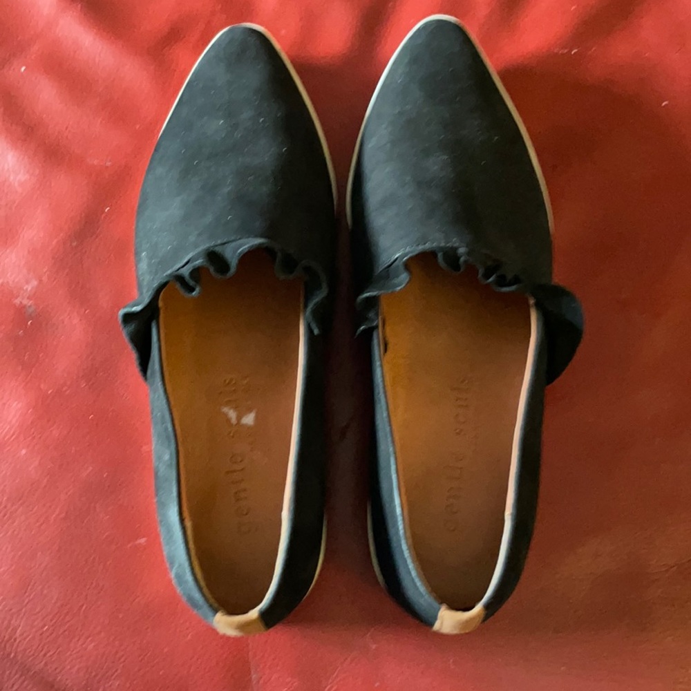 Gentle Souls Faux Suede Ruffled Slip-On Sneakers